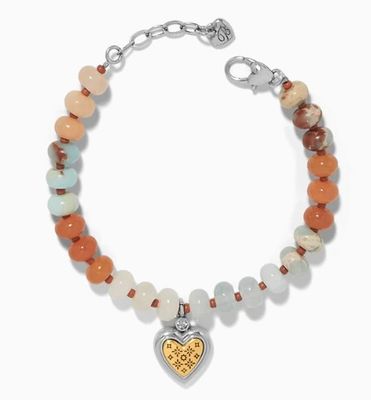 JF0503 Mosaic Two Tone Heart Bead Bracelet