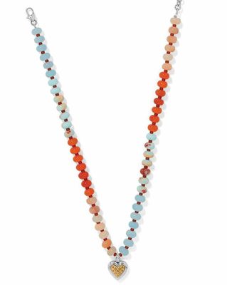 JM0292 Mosaic Two Tone Heart Beaded Necklace