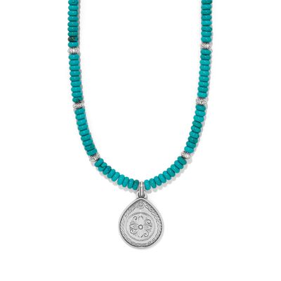 JM0000 Mosaic Horizon Turquoise Necklace W/Silver Pendant