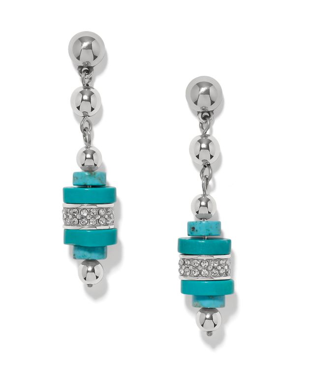 JA0358 Meridian Petite Sphere Turq Post Drop Earring, Colour: Sil/turq