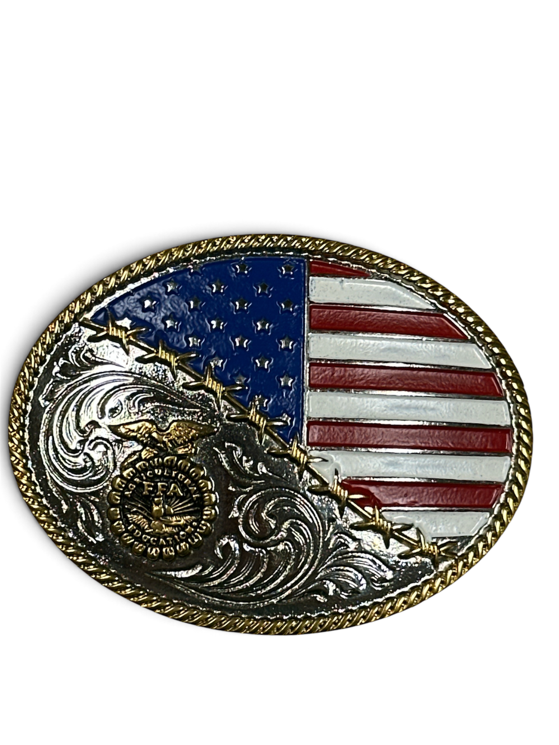 A1048FFA  Patriotic FFA Oval Buckle, Colour: Sil/Red/Blue