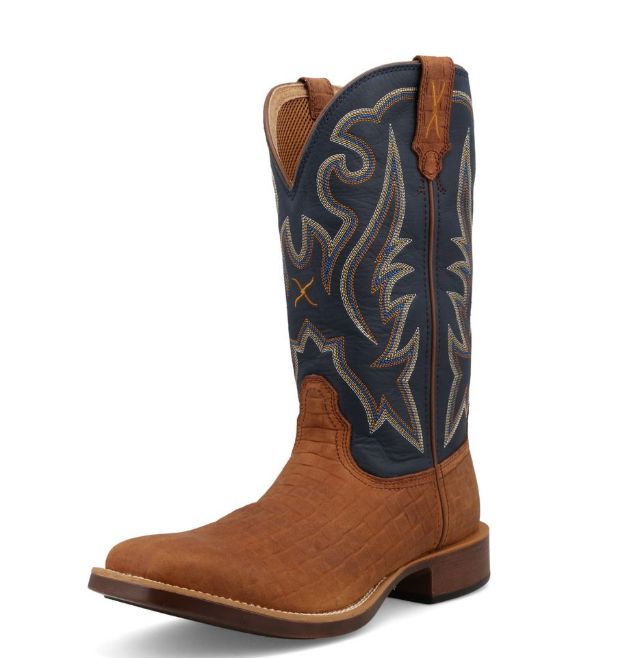MTH0033 13" Top Hand Basket Weave Boot, Colour: Chestnut/Navy, Size: 9D