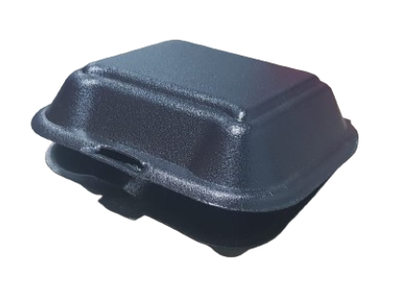 BLACK STYRO HINGE CONTAINER 8&quot; X 8&quot; (100 pcs)