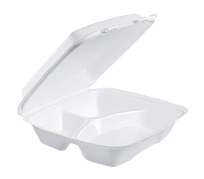 STYRO 7&quot;X7&quot; 3 COMPARTMENT HINGE CONTAINERS