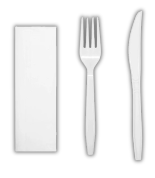 WHITE HEAVY DUTY KNIFE, FORK &amp; NAPKIN (500PCS)