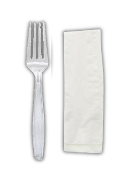 CLEAR HEAVY DUTY FORK &amp; NAPKIN (500PCS)