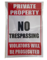 Private Property No Trespassing Sign