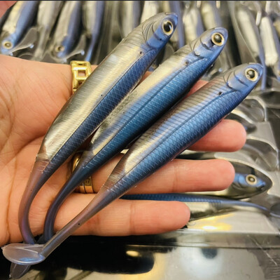 Custom Flash Foil Shiners 5" Pro Blue Boot Tail Swimbait 5pcs/pack