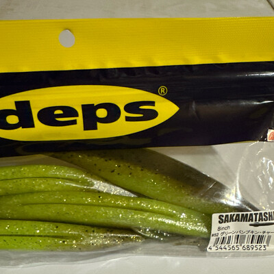 Deps Sakamata Shad, Large 8” Green Pumpkin Chartreuse. Another Big Tournament Winning Bait! NIP