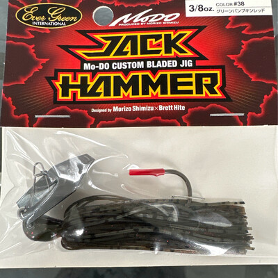 Evergreen Jack Hammer Custom Bladed Jig 3/8oz #38 Green Pumpkin Red