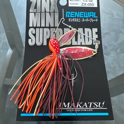 Imakatsu Zinx Mini Super Blade Spinnerbait 1/2oz ZX-050 Spawn Impact G/G (NZ Abalone / Red)