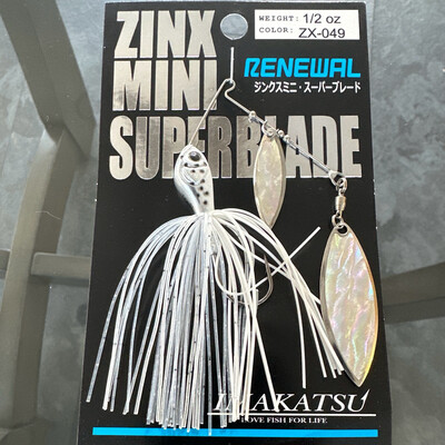 Imakatsu Zinx Mini Super Blade Spinnerbait 1/2oz ZX-049 Shirauo S/S (JP Abalone/White)