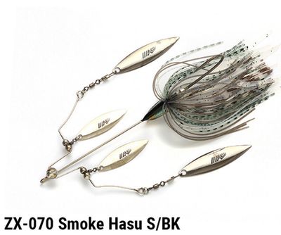Imakatsu Helter Twister 3/8oz ZX-070 Smoke Hasu S/BK Willow Spinnerbaits