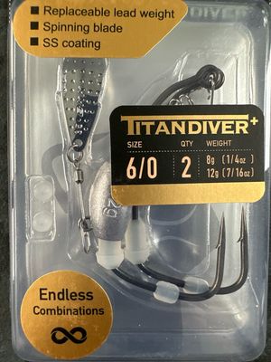 BKK Titan Diver+ 6/0 Swimbait Hooks Two Weights (1/4oz and 7/16oz), With Screwlocks And Underspins. New In Packages.