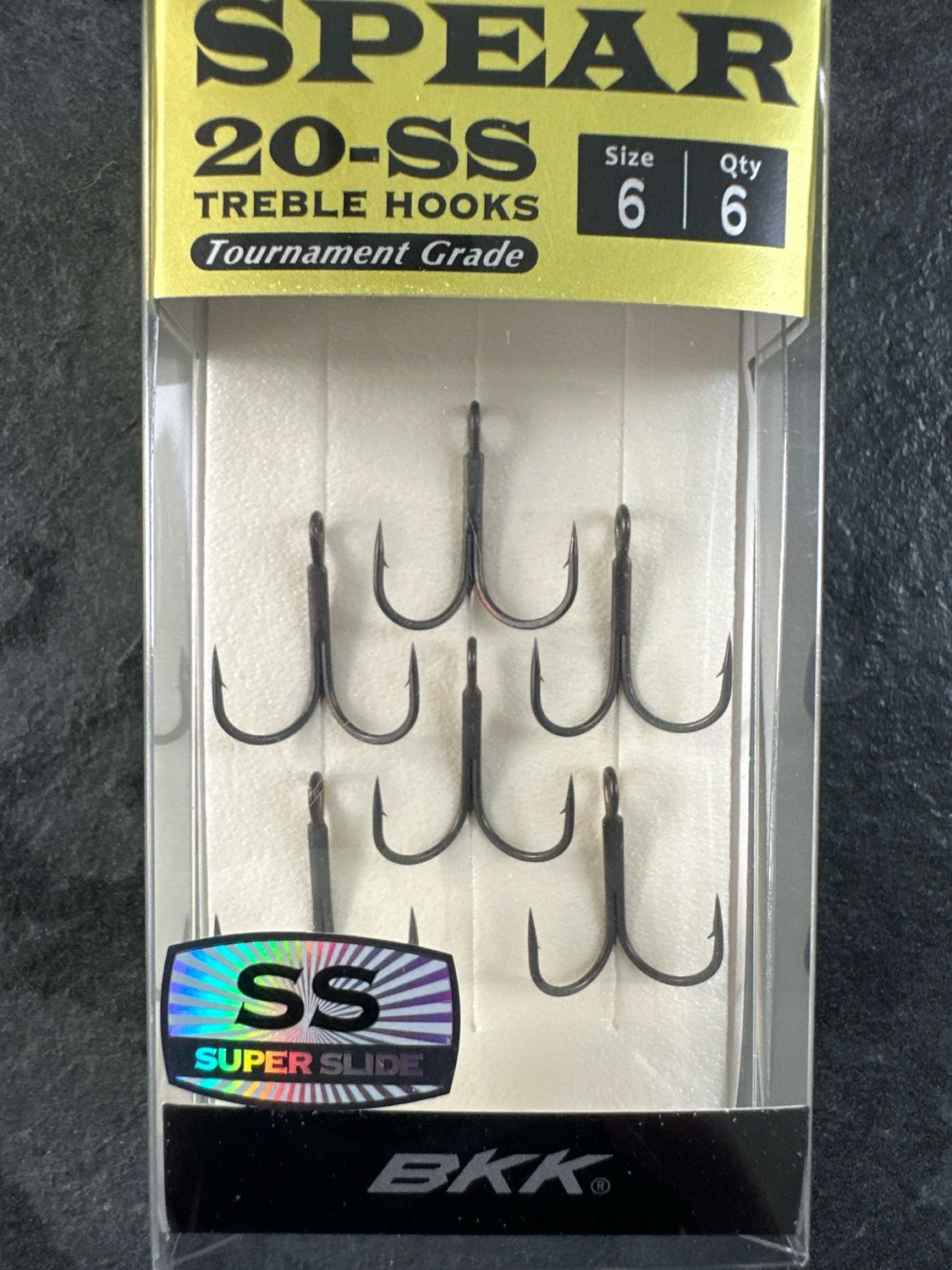 BKK Spear 20SS Treble Hooks. Tournament Grade. 6 Per Pack, Size 6.