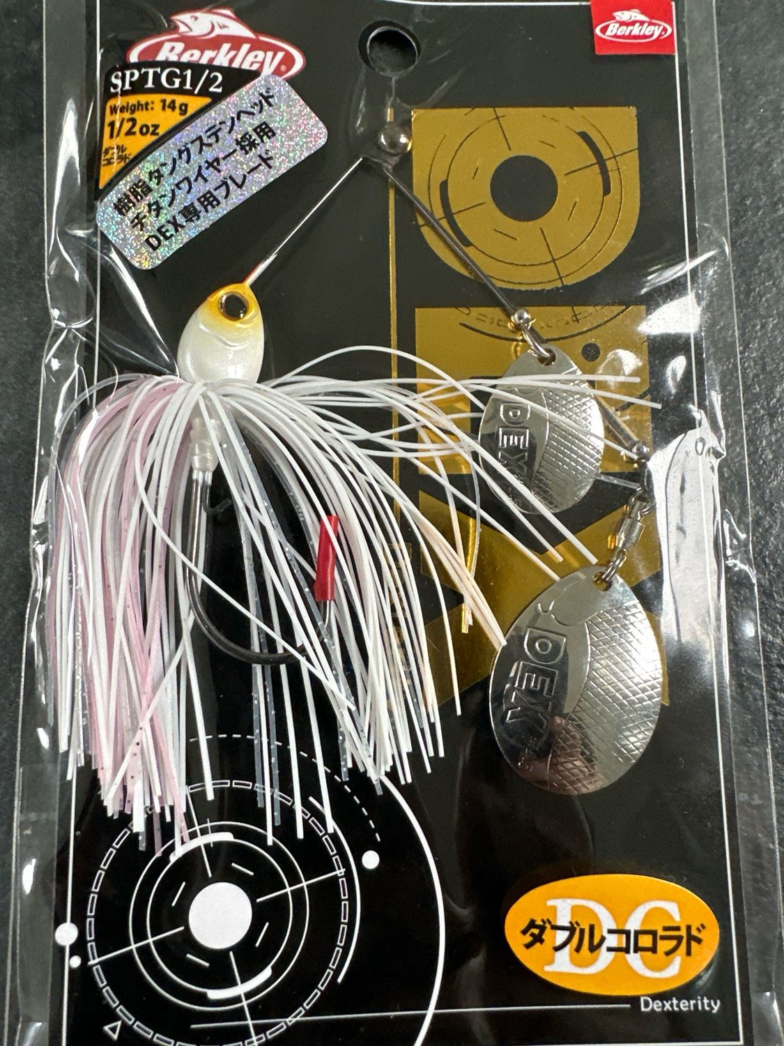 Berkley Dex 1/2 Oz Pearl White Japanese Tungsten &amp; Titanium Spinnerbait. Double Colorado (silver). NIP