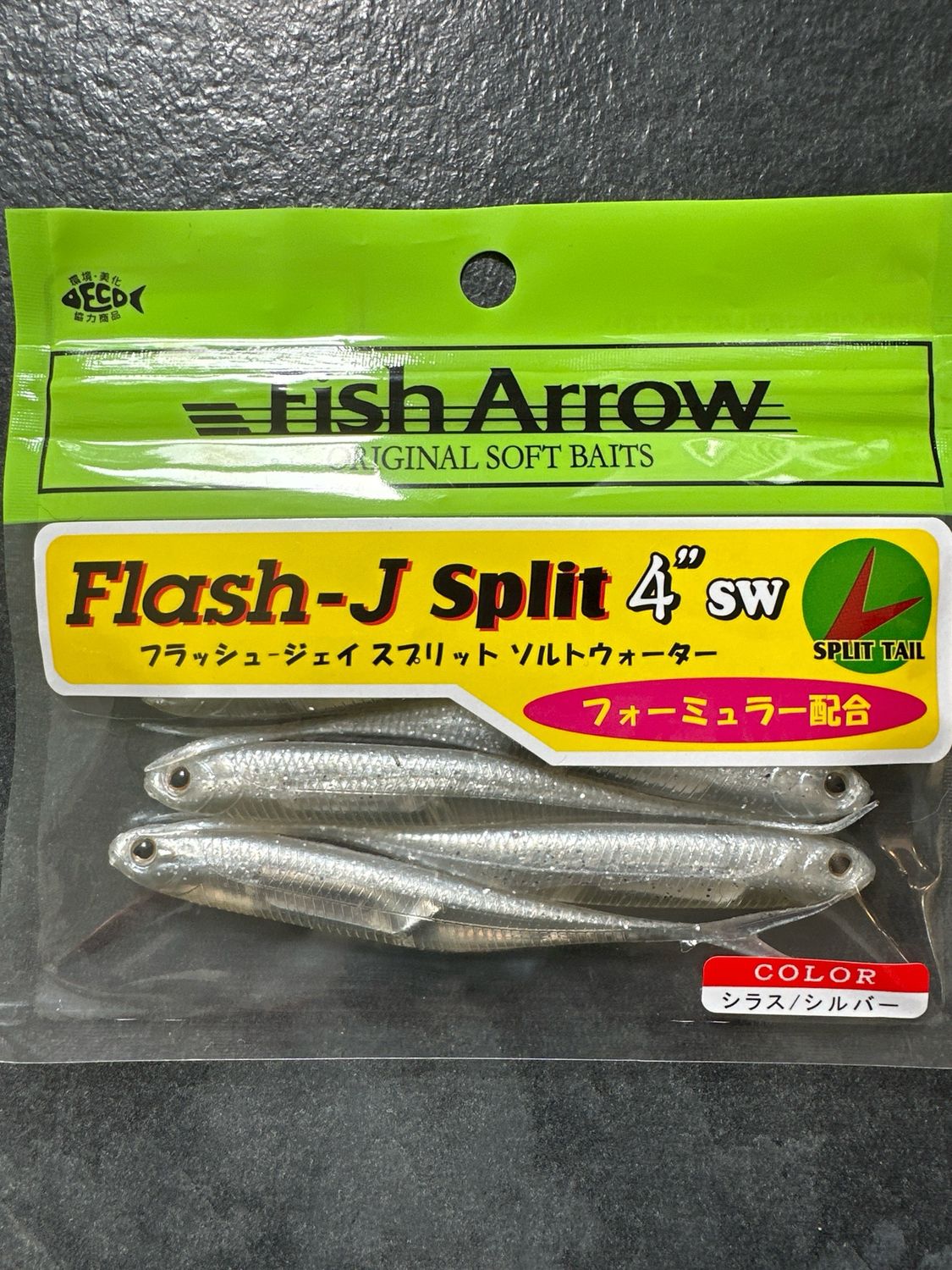 Fish Arrow Flash-J Split 4&quot; SW #100 Shirasu/Silver 4pcs/pack