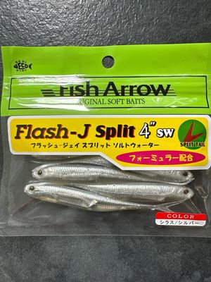 Fish Arrow Flash-J Split 4&quot; SW #100 Shirasu/Silver 4pcs/pack