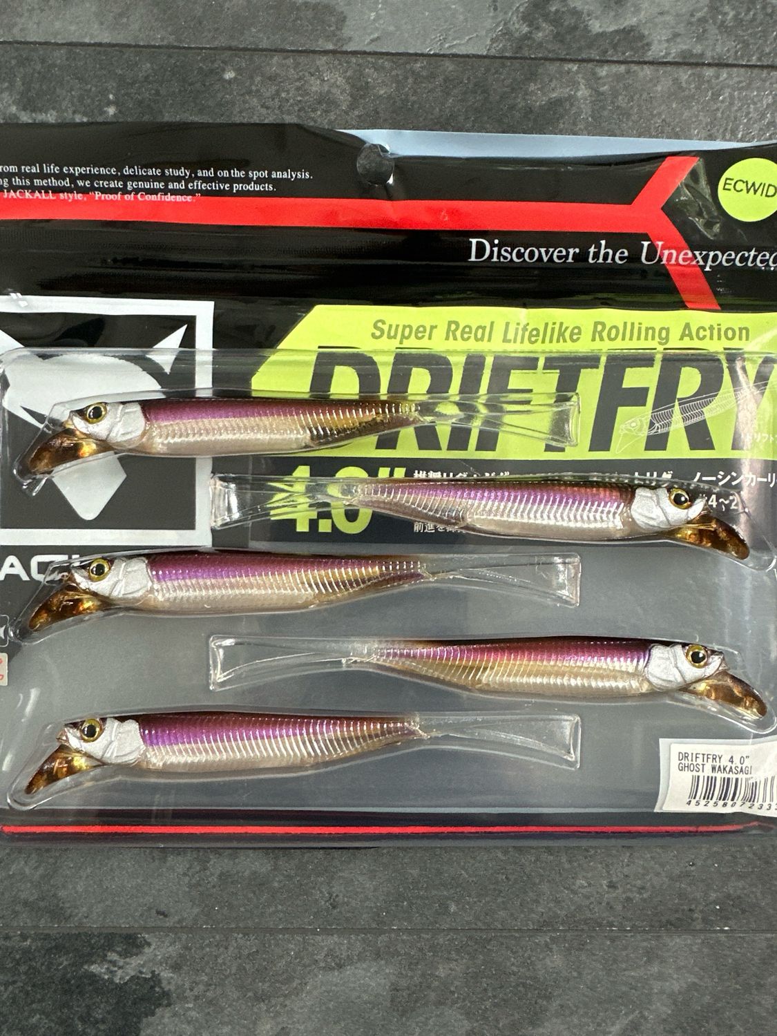 Jackall Driftfry 4&quot; Ghost Wakasagi Tourney Winners JDM bait 5/pk NIP&#39;s