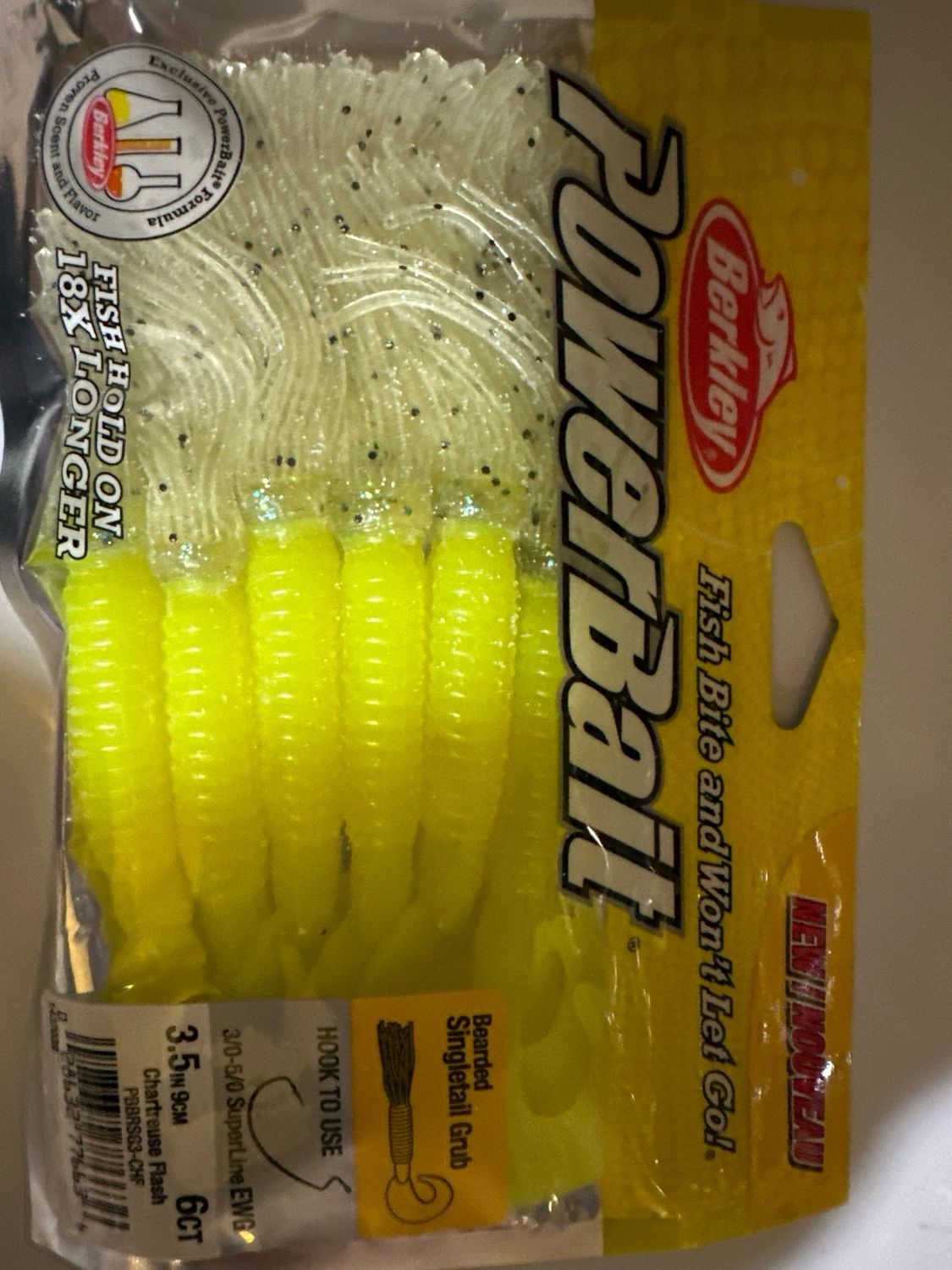 Berkley Powerbait Bearded Single Tail Grub 3.5” Chart Flash