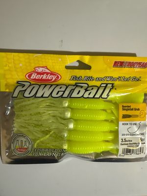 Berkley Powerbait Single Tail Grub 3.5” Chart Shad/Milky Chartreuse. NIP