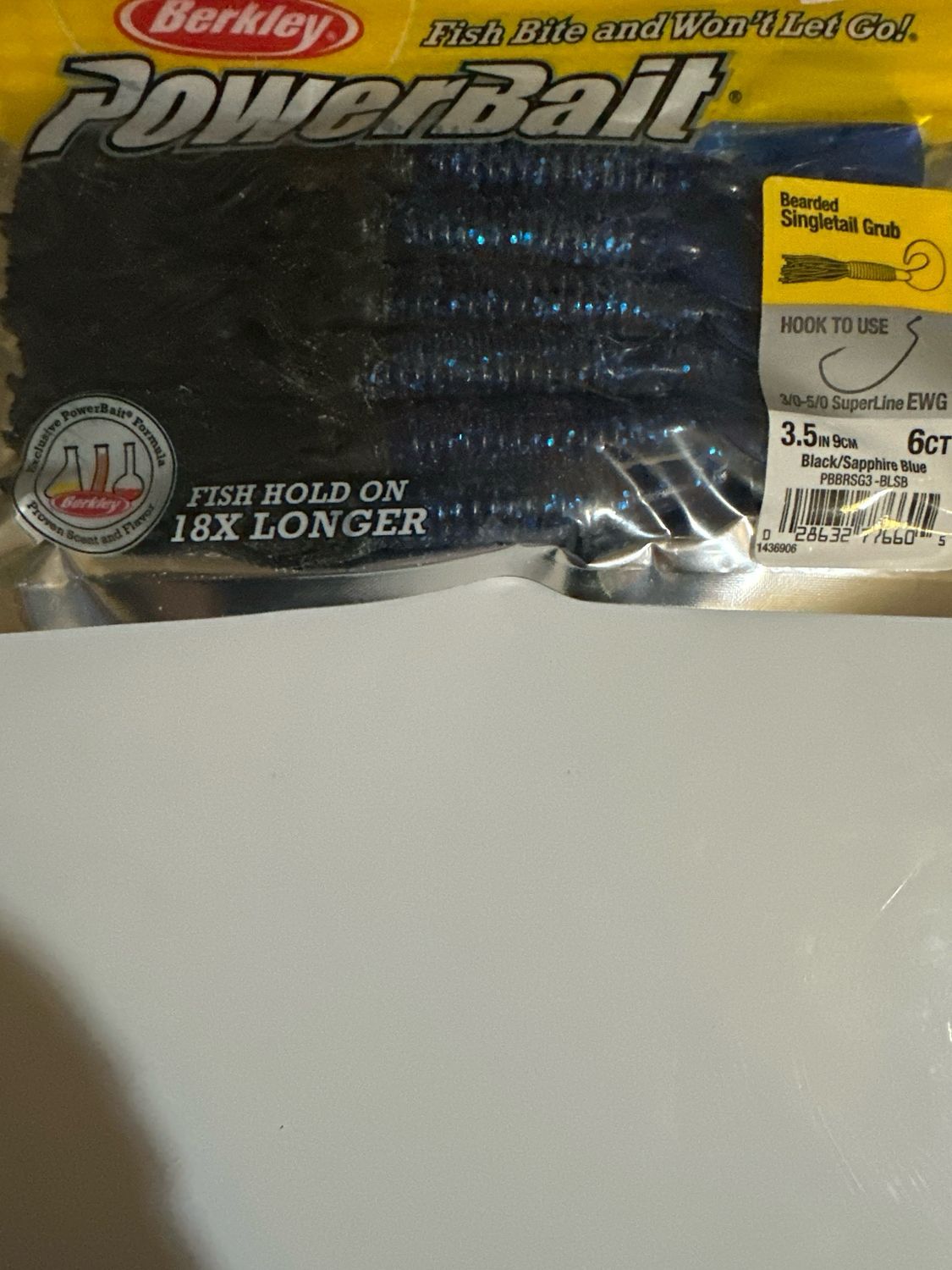 Berkley Powerbait Single Tail Grub 3.5” Black/Sapphire Blue