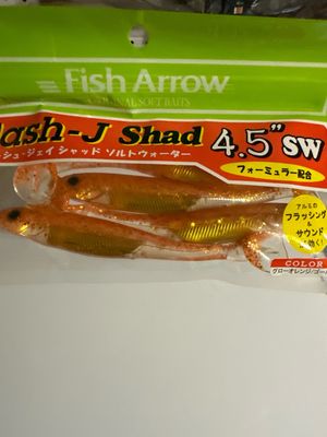 Fish Arrow Flash J Shad 4.5” SW #119 Glow Orange / Gold. NIP