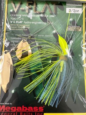 Megabass V-Flat Spinnerbait 3/7oz Pearl Chartreuse, Gold Willow/Colorado Exact Bait In Picture. RARE NIP