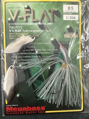 Megabass V-Flat Spinnerbait 1/2oz Baitfish Silver Double Silver Willow. RARE &amp; NIP