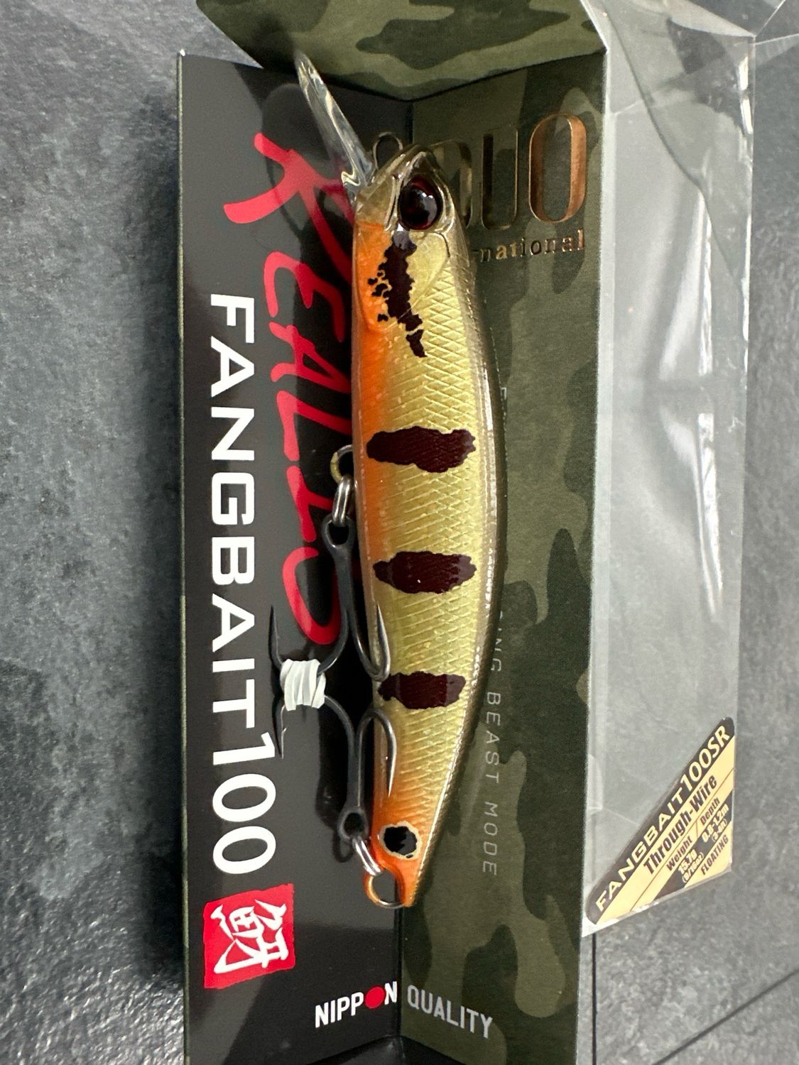 Duo Realis International Fangbait 100SR Peacock Bass. Depth: 3-4’, 3-7/8” 9/16oz. AOA3327 Made In Japan