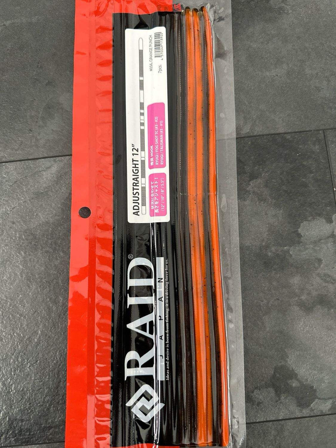Raid Japan Adjustraight 12inch Worms #056 Orange Punch 7pcs/pack