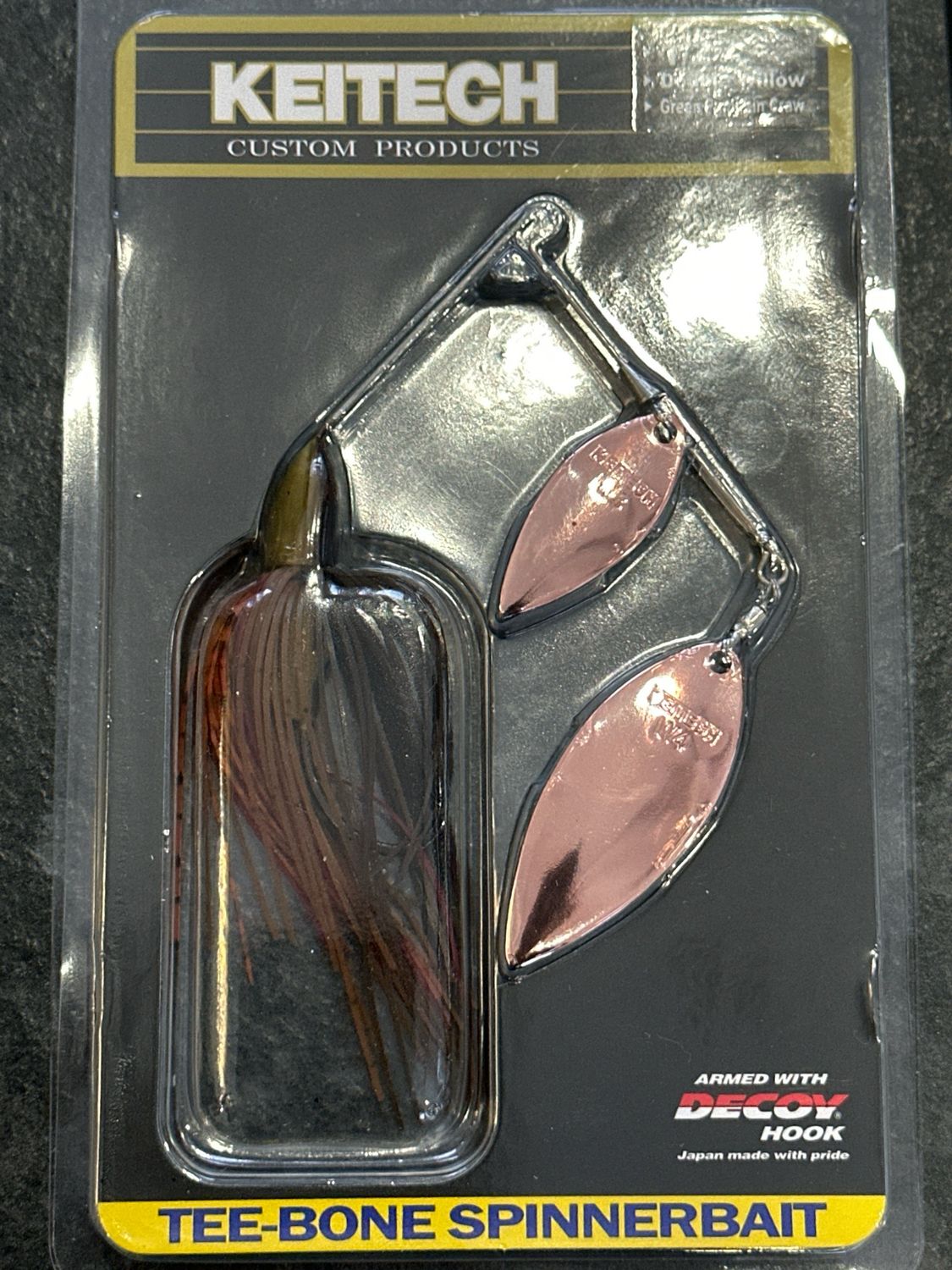 Keitech Tee-Bone Spinnerbait 1/2oz Double Willow #511 Green Pumpkin Craw