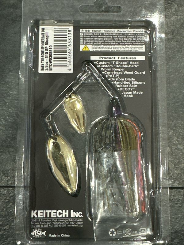 Keitech Baby Tee-Bone Spinnerbait 3/8oz Double Willow #510 SP Bluegill