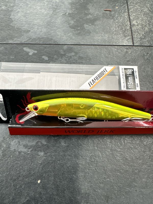 SALE PRICE. Shimano Flash Boost World Jerk A Chart G Scorpion 115mm 16g (touch Over 1/2oz). Gold Plate. NIP