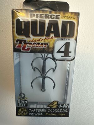 Ryugi Pierce Quad Hooks. SPIN EYE Size 4, TC Coat. NIP