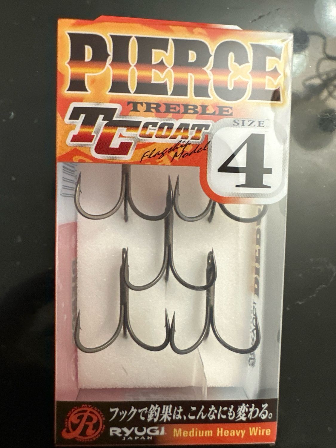 Ryugi Pierce Treble Hooks Size 4. 5 Hooks Per Pack, Medium Heavy Wire TC Coat. NIP