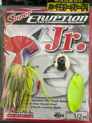 Jackall Super Eruption Jr. 1/2oz Pinky clown stripe -Tandem silver/chart willow Spinnerbait