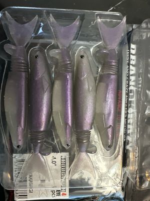 Dranckrazy Induction 4 Eye 4.0” #38 Wakasagi. 5 Baits Per Pack, Multi Jointed Ver Flexible Tail Sections.