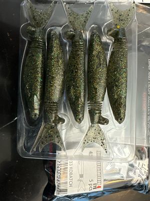 Dranckrazy Induction4Eye Induction 4 Eye. #33 Kobatch. Multi Jointed Tail Section JDM Soft Swimbaits. 5 Baits Per Pack. 4” Per Bait.