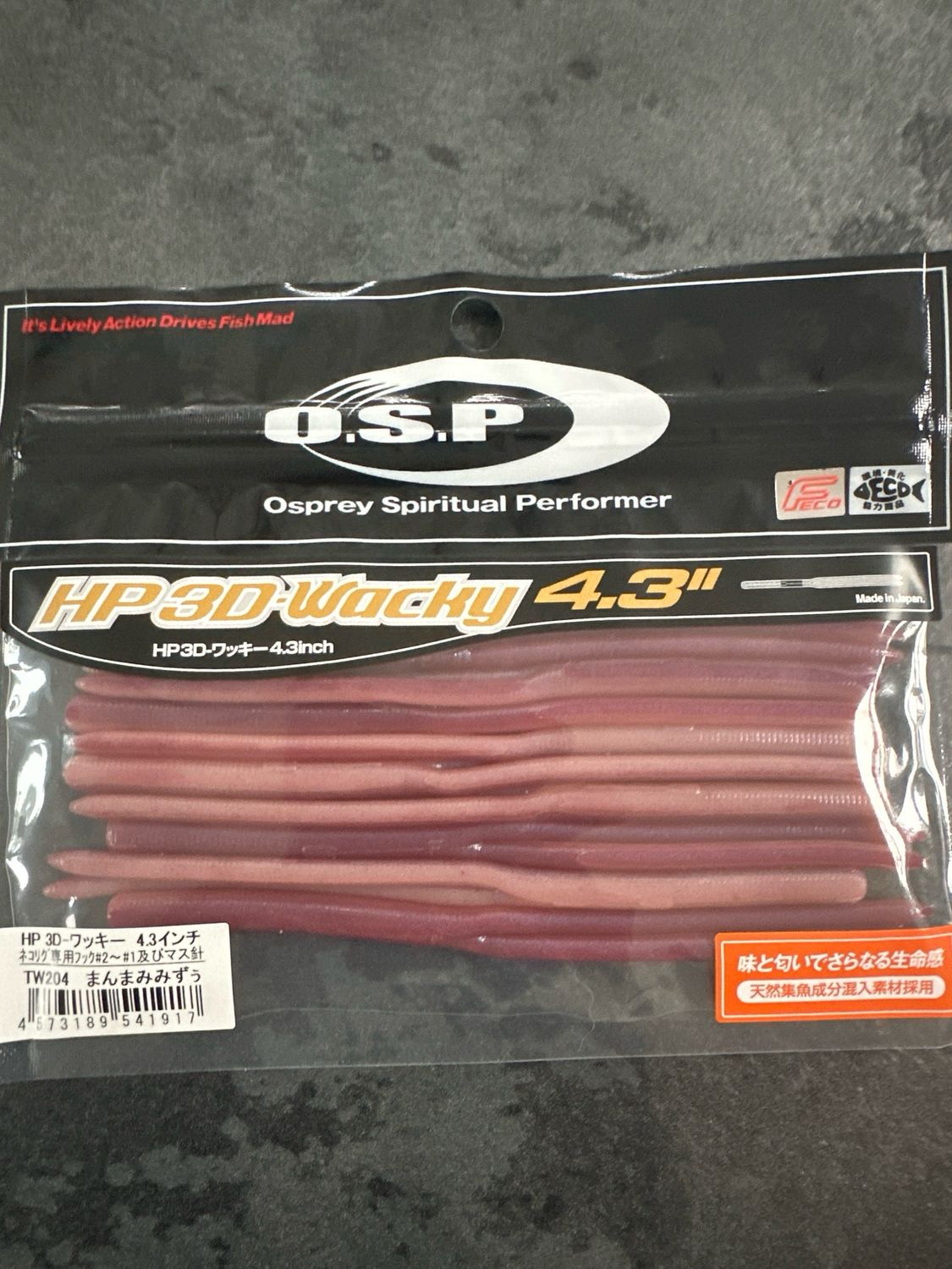 OSP HP 3D Wacky 4.3inch TW204 Manma Mimizu 9baits/pack