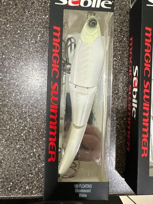 Sebile Magic Swimmer Ghostescent 190 Floating Wake. Striper Candy. New In Box