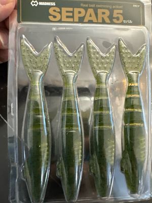 Madness Separ 5 #02 Watermelon Seed. 4 Per Pack. Multi Jointed JDM Soft Swimbaits 5” Versions.