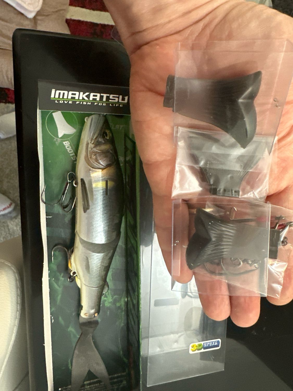 Imakatsu Replicator GORGEOUS 8.8” 2.4oz #484 Natural Otori Ayu JDM Triple Jointed Swimbait Slow Floating. 3 Extra Tails And Assist Hook Included. New In Box.