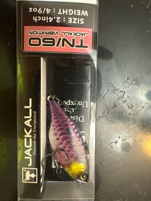 Jackall TN 60 Vibration. VERY RARE Rt Purple Arowana, Rattle In. 2.4” 4/9oz. New In Box, Exact Bait As In Pictured