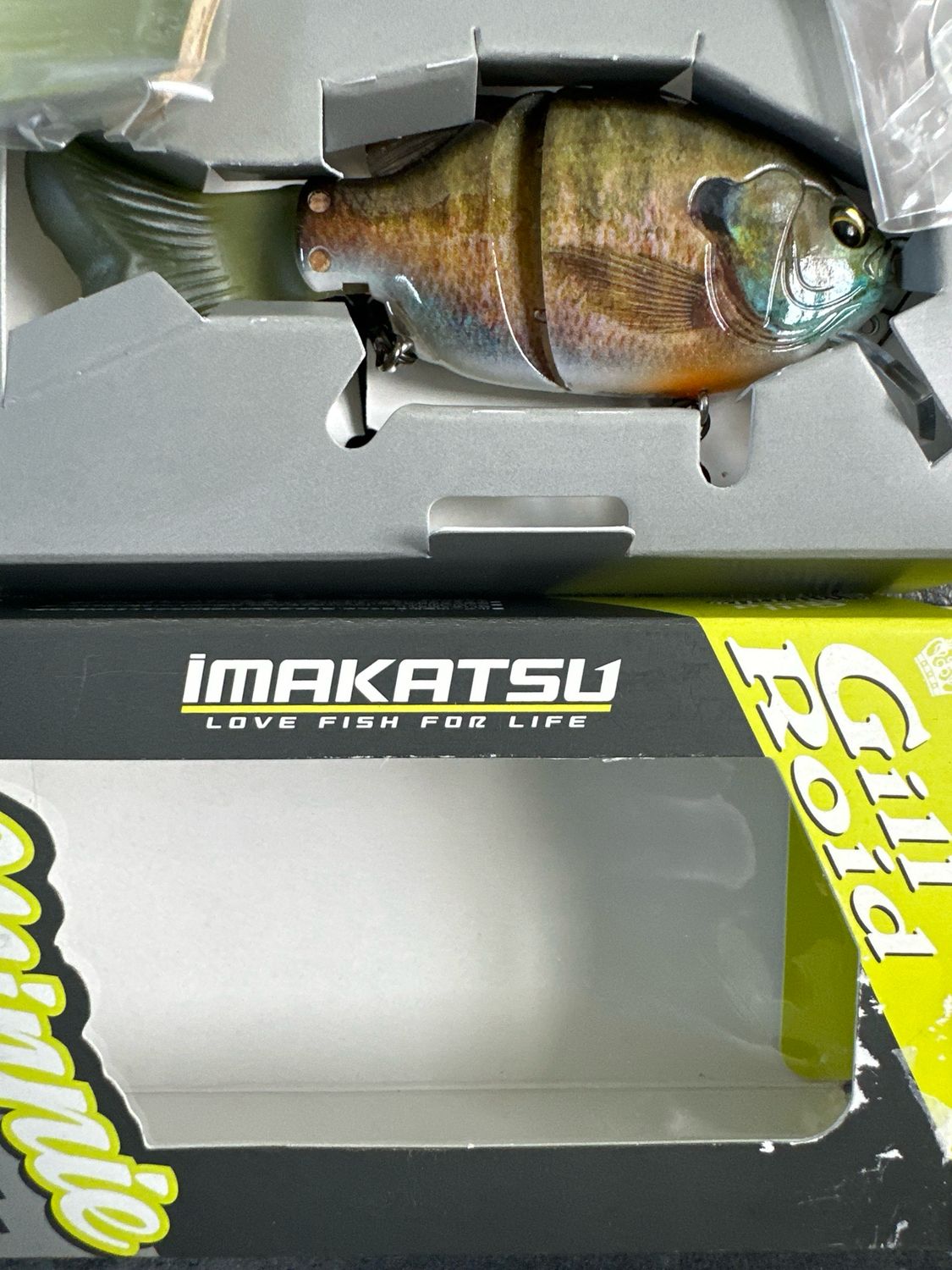Imakatsu Gillroid Minnie #868 3D Male Gill. 3.6” 16g With Bootstail, 3.2” 14g With Flat Tail.