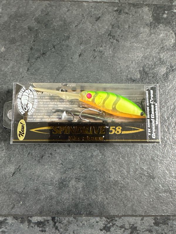 Megabass Spindrive 58 Shrimp Drive Hot Shrimp (Great Color) 2.3” 5/16oz Dead Slow Floating, Max Depth 9’. NIB