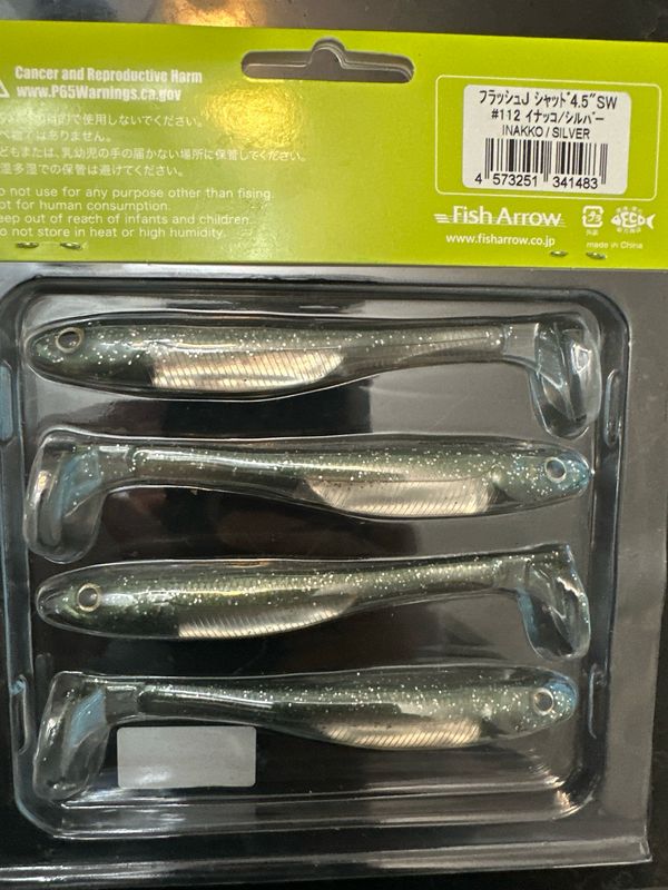 Fish Arrow Flash J Shad 4.5” SW #112 Inakko Silver. Flash Foiled JDM Soft Swimbaits. Exact Bait In Pics. NIP
