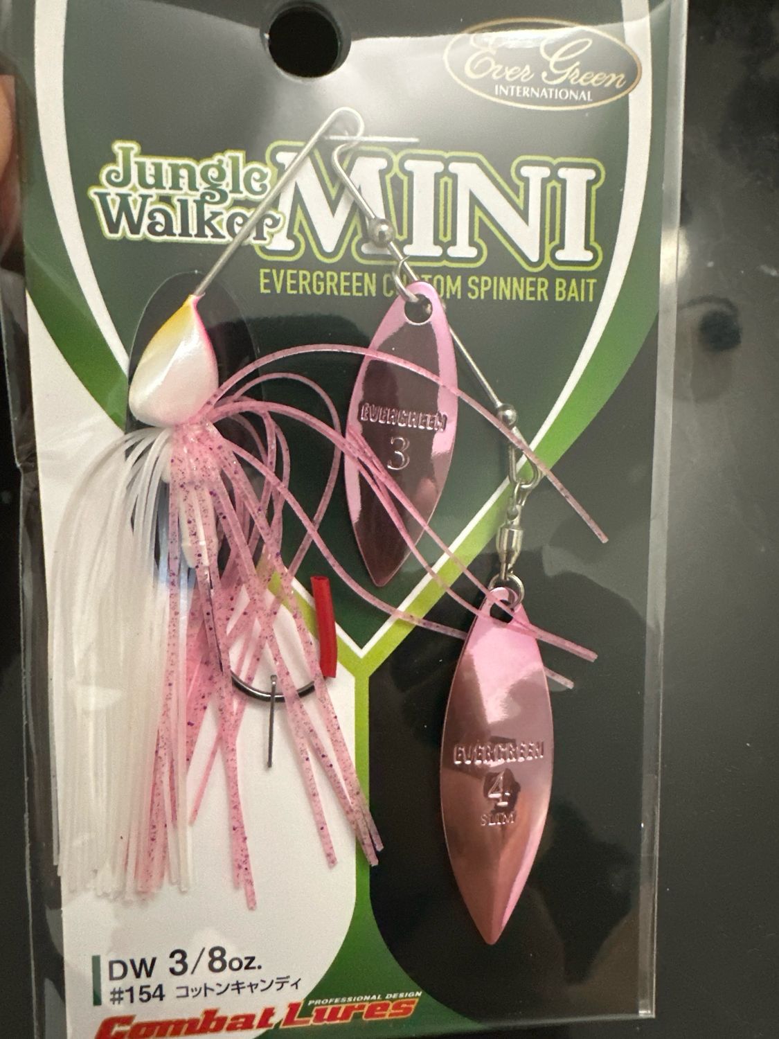 Evergreen Jungle Walker Mini DW 3/8 Oz. #154 Cotton Candy (F/R Silver Pink). Exact Bait In Pics. NIP