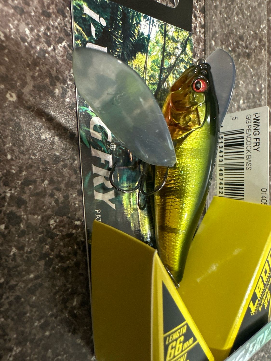 Megabass I-Wing Fry GG Peacock Bass. 66mm 3/8oz. JDM Topwater Crawler. NIP