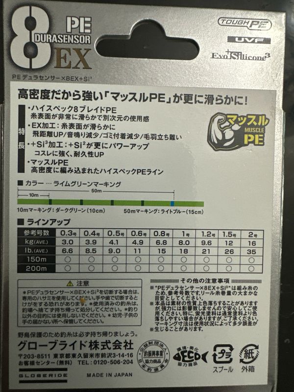 Daiwa PE Durasensor EX Braid (fabulous JDM SUPER Slick Braid). Casts Forever! 18lb Break Strength BUT Typical Diameter Of Other 10lb Braid. Lime Green. NIB